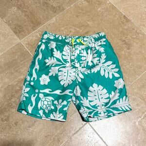 Tea Hawaiian patterned swim trunks